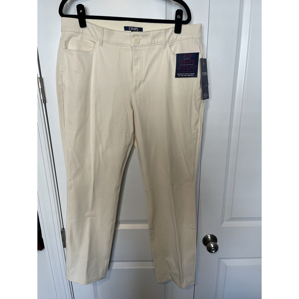 NWT Chaps Icon Women's Pants Natural Size 16 Fit Shape Sculpt‎